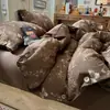 Juego de ropa de cama de cuatro piezas de alta gama, lujo ligero, estilo retro francés, con botones, incluye sábana y funda de edredón, adecuado para dormitorios, juego de ropa de cama de tres piezas