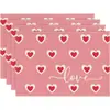 Amazon Día de San Valentín Mantel Individual Rojo Atmósfera de Amor Arreglo Mantel Individual Occidental Lino Resistente a la Suciedad Vajilla Esterilla Aislante