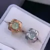 Anillo de Piedra de Uva Natural, Cristal Fluorescente Tipo Hielo, Plata 925 Limpia, Piedra Principal Finamente Incrustada 6*8mm