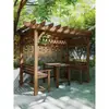 Pabellón Pequeño para Exteriores Patio Exterior Sencillo Pequeño Exterior Soporte para Uvas Madera Resistente a la Corrosión Mesa y Sillas Casa de Madera Metabo
