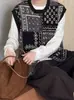 Juzhi Invierno Nuevo Chaleco de Punto Jacquard Retro Coreano Suelto Jersey Chaleco de Capa Alta Moda 7763