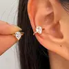 Brinco Ear Cuff Zircônia Gota d'Água Super Brilhante Cruzado Sem Furo Luxo Leve Estilo Frio High-End Nicho Exquisito Clipe de Orelha Brinco