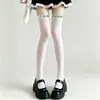 Meias Acima do Joelho com Laço Femininas Verão Japonês JK Meias Longas de Seda Branca Femininas Primavera/Verão Veludo Branco Fino Emagrecimento