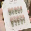 Sombra Borboleta Orvalho Verde Unhas Vestíveis Puramente Feitas à Mão Uva Verde Fresca Olho de Gato Verde Nail Art Borboleta 3D Flor Adesivos para Unhas