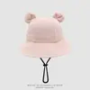 Sombrero de Cubo para Niños con Orejas de Oso Lindas para Exteriores, Sombrero de Sol para Primavera y Verano, Moda de Nicho Nuevo de Moda Celebridad de Internet Sombrero de Pescador