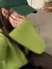 Suéter afelpado de color verde lechoso suave para mujer, nueva colección otoño 2026, estilo holgado y relajado, top de punto suave y cómodo