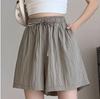 Pantalones Cortos Holgados de Seda de Hielo para Niñas en Verano Cintura Elástica Delgada Sueltos Talla Grande Rectos Frescos Pierna Ancha Recta Pantalones de Cinco Cuartos