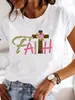 Camiseta Feminina de Verão com Estampa Moda Casual Manga Curta Roupas Femininas Imagem Feminina