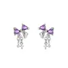 Brincos Coreanos e Japoneses Nova Moda Personalidade Versátil Laço Estrela Coração Diamante Roxo Brincos Atacado