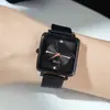 Reloj Cuadrado GEDI para Mujer Reloj Trendy para Estudiante Moda Correa de Cuero Impermeable Reloj Casual para Mujer Esfera Grande Reloj de Pulsera de Cuarzo