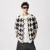 Cárdigan Fair Isle de Alta Gama Americano Otoño Tejido Holgado Estilo Ins Versátil Perezoso Ropa de Abrigo para Hombre.