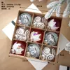 Bolas de Natal Bolas Plásticas Acessórios de Decoração para Árvore de Natal Caixas com Grade de Nove Quadrados 6 Bolas Pintadas Conjunto de Bolas de Formato Especial