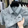 Camiseta de Seda de Hielo Sin Costuras Estilo Nuevo de Verano Manga Corta Moda Masculina Casual Holgada Estampada Delgada Transpirable Camiseta de Manga Corta para Hombre