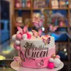 Estilo Ins Transfronterizo Gran Descuento Corona Acrílica Reina Decoración para Pastel Feliz Cumpleaños Inserto Personalizable