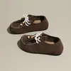 Zapatos de Mula para Mujer de Gamuza Marrón con Cordones y Cuentas, Estilo Nuevo de Primavera, Cómodos, Versátiles, de Moda, Casuales, para el Uso Diario y el Trabajo