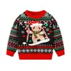 Fábrica de Origem Roupas Infantis Europeias e Americanas Transfronteiriças Suéter de Natal para Meninos e Meninas Homem de Gengibre Jacquard Pulôver Tricô