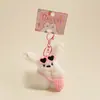 Chaveiro de pelúcia fofo, chaveiro de desenho animado criativo, pingente de bolsa de pelúcia, acessório feminino