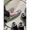 Nuevos Zapatos Cuadrados de Plata de Alto Gama Estilo Chino con Pedrería para Mujer, Zapatos Mary Jane de Cuero, Sandalias Brillantes de Tacón Alto para el Trabajo