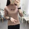 2847# camiseta manga longa feminina algodão gola alta (tiro real)( 95 algodão 5 spandex) (aumentar 2XL/3XL)