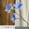 3 Lirios Coloridos, 7 Flores de Bauhinia, Adornos para la Sala de Estar del Hogar, Flores Artificiales, Accesorios para Fotografía de Boda, Flores Decorativas de Seda