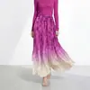 Primavera/Verano 2026 Falda de Moda de Cintura Elástica Suelta de Alto Gama con Gradiente y Corte Acampanado Falda Plisada de Línea A Miyake