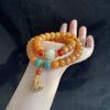 Atacado Pulseiras de Contas Redondas Bodhi de Dopamina, Contas Bodhi Oleosas e Brilhantes, Pulseiras Esculpidas na Raiz para Homens e Mulheres, Contas Budistas, Contas Redondas Bodhi