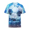 Camiseta Masculina Redonda Plus Size Europeia/Americana Estampada com Impressão Digital 3D Camiseta Esportiva de Secagem Rápida Manga Curta