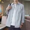 Camisa de Manga Larga para Hombre de Otoño Simple Casual Versátil de Botones Nostálgica Retro Nuevo Estilo Chino Color Sólido Estilo de la República de China