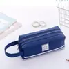 Bolsa Creativa de Doble Capa para Lápices Personalizada de Gran Capacidad Simple de Tela Oxford con Doble Cremallera Bolsa para Lápices Almacenamiento Estudiante Bolsa de Papelería