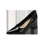 Sapatos de Salto Alto Femininos 2025 Novo Estilo Bico Fino Boca Rasa Salto Bloco Couro Envernizado com Aumento de Altura Oculto, Elegantes Versáteis para o Trabalho