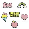 KT Cat Crocs Charms para Sapato Conjunto Fivelas de Sapato Hello Kitty Acessórios para Sapato DIY de Shopping Adesivos Decorativos de Borracha Macia PVC Copo de Água