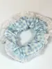 Elástico de Cabelo Scrunchie Listrado com Renda Estilo Coreano para Mulheres, Acessório de Cabelo Suave e Elegante, Elástico de Cabelo Scrunchie Estilo Coreano