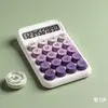 Calculadora altamente atraente para uso no escritório, cor degradê, calculadora multifuncional com teclado mecânico redondo para estudantes universitárias fazendo provas