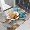 Tapete de Chão Absorvente Secagem Rápida para Banheiro com Florais em Relevo, Suave de Terra de Diatomáceas, Antiderrapante para Entrada do Banheiro