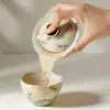 Gaiwan de Cerámica Antigua Glaseado de Caramelo Estilo Bambú Pintado a Mano de las Dinastías Tang y Song, Juego de Té Kung Fu para Uso en Casa, Gaiwan de Boca de Flor, Tazón de Preparación de Té para el Hogar