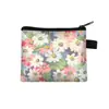 Monedero floral para mujer, tarjetero portátil, monedero, llavero, tarjetero, pequeño cuadrado