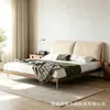 Cama de chenilla estilo vintage oreja de elefante, extraíble y lavable, cama doble tapizada para dormitorio principal, cama de boda de madera maciza de fresno