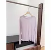 Camisa Base de Acetato de Tencel Lyocell para Mulheres, Estilo Fino Primavera e Verão, Top de Lã de Algodão de Manga Longa, Saída de Praia com Proteção Solar de Gola Redonda