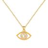 Collar con colgante de ojo de oro auténtico bañado en cobre, estilo retro, estilo literario y artístico británico transfronterizo, cadena de clavícula sencilla y ligera de lujo para mujer.