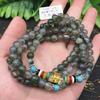 Pulsera de Oración Budista de Ágata al por Mayor de 108 Cuentas de Múltiples Círculos, Cabeza de Buda de Calcedonia Mantra de Seis Caracteres Pulsera de Cuentas de Oración de Tres Círculos Cuatro Círculos