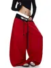 Calça Jogger Color Block com Estampa de Letras Estilo Patchwork Transfronteiriço para Homens e Mulheres, Design de Casal, Falso Duas Peças, Solta, Perna Larga