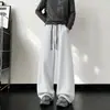 Pantalones deportivos de pierna recta, con cintura de bloques de color, de peso pesado y caída suave, para hombre y mujer, nuevo estilo de otoño, holgados, de punto morado, casuales.