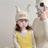 Bonito gorro de punto para bebé con astas, elegante y cálido para otoño e invierno, gorro de lana para niños, gorro sin pompón para niños y niñas