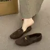 Tacón Bajo Otoño/Invierno Gamuza Pedal 2025 Mocasines Mujer Suela Gruesa Planos Mujer Cabeza Redonda Zapatos de Cuero Perezosos Boca Profunda