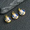 Colgante de la Fortuna Azul Dorado Esmaltado Chapado en Oro Plata S925 Estilo Chino Nuevo DIY Accesorio de Plata de Lujo Ligero