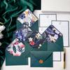 Conjunto de Papel de Carta com Envelope de Linho Pintura a Óleo Vintage Envelope Bege com Revestimento de Tinta de Fogo Papel de Carta Colorido Liso Romântico