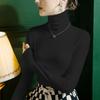 Compra uno y llévate otro gratis terciopelo alemán lijado cuello alto acolchado cálido ropa interior otoño e invierno color manga larga top versátil