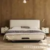 Cama matrimonial minimalista italiana, marco de cama ultradelgado, cama tapizada, marco de acero empotrado, cama flotante, ahorradora de espacio para dormitorios pequeños, cama individual