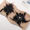 Super Hada, Hermosas y Exquisitas Cuentas de Cristal con Plumas y Núcleo de Flor, Flor de Malla, Accesorios para el Cabello Hechos a Mano DIY, Accesorios para Corsage de Ropa