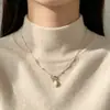 Collar de Perlas Estrelladas de Lujo de Nicho con Colgante Natural de Gota de Agua, Cadena Delicada para Clavícula para Mujer, Adecuado para el Trayecto Diario